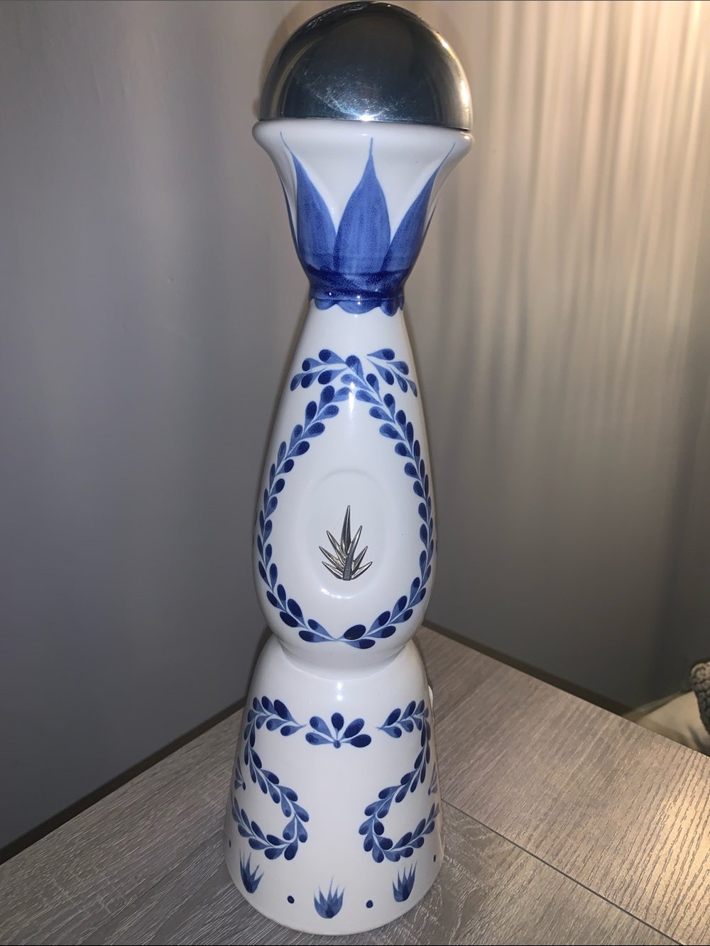 CLASE AZUL Hand-Painted Blue and White Ceramic BOTTLE EMPTY